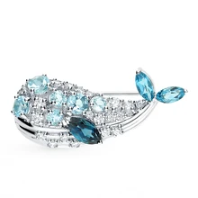 Серебряная брошь с топазами и фианитами SUNLIGHT проба 925