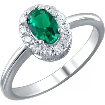 

Esthete ring with emerald and cubic zirconia