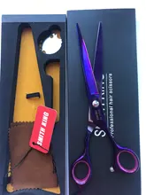 7 〞-Tijeras/Tijeras profesionales de peluquería, 7 pulgadas, láser, tijeras para cortar Cable, hoja dentada fina, diseño antideslizante