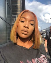 Jengibre Bob corto pelucas de cabello humano Rubio transparente peluca con malla frontal 13*1 Remy peruano recto naranja malla con división frente pelucas de cabello