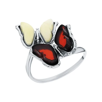 

Silver ring with amber sunlight sample 925 test