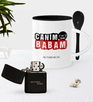 

Personalized Dear Dad Black Spoon Mug Gasoline Lighter Seti-6