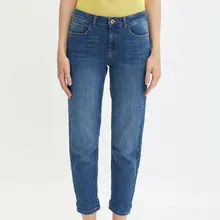 Дефакто синие женские свободные джинсы со средней талией простые Джокер девять минут брюки повседневные узкие брюки-J0835AZ19AU
