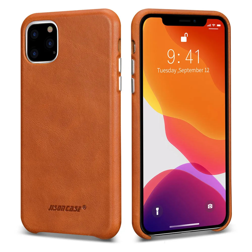 

Jisoncase Leather case for iPhone 11Pro MAX,Ultra Slim Genuine Leather Cover, Anti-Slip Soft Grip, Scratch Resistant Cover