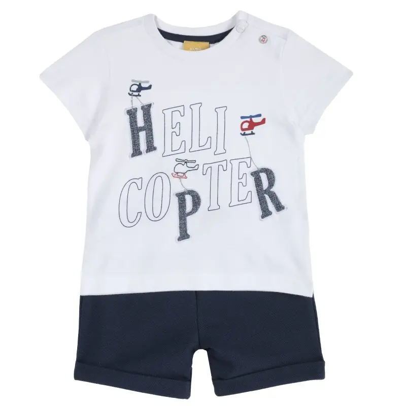 T-shirt and shorts set Chicco size 092 print helicopter (white black) | Детская одежда и обувь
