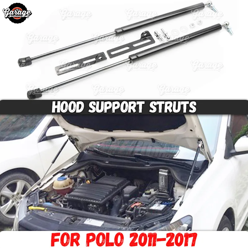 Стойки амортизатора капота для Volkswagen Polo 2011- нержавеющая сталь литье 1 комплект/2 шт украшение автомобиля стиль