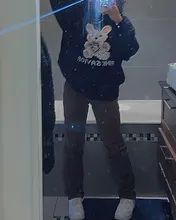 Otoño Invierno Harajuku conejo tejer suéter de manga larga Casual mujeres marea impreso suéter suelto jersey para el novio gótico punk