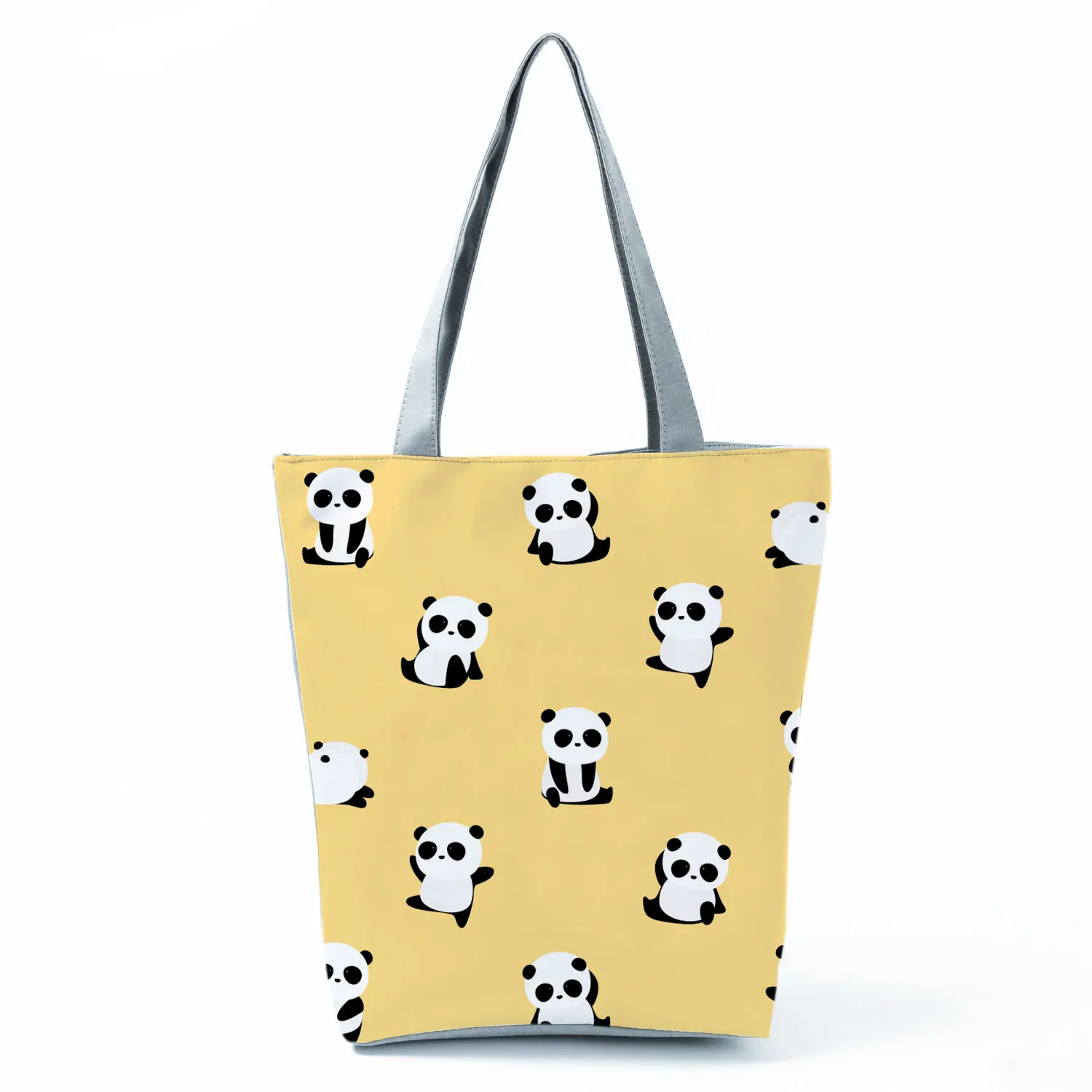 Cute Panda Print Handbags Cartoon High Capacity Women Shopping Bag Eco Reusable Casual Shoulder Bag Travel Beach Bag Lady Tote