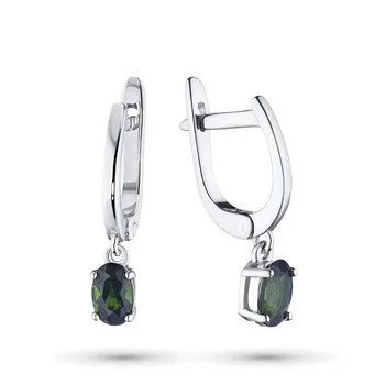 

Earrings made of silver with хромдиопсидом э06с050406001