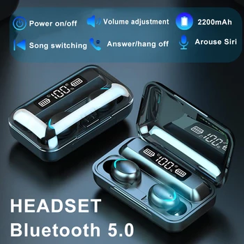 

F9 TWS Bluetooth Earphones 9D HIFI Stereo Wireless Headset LED Power Display With 2200mAh Charge Case