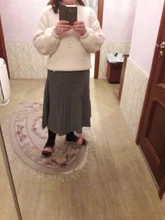 Knitted Skirt Pleated A-Line Midi Elegant Knee-Length Autumn Winter Korean Women High-Waist