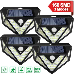 166 LEDs Solar Light Outdoor 3 Mode PIR Motion Sensor Powered Sunlight  Spotlights Waterproof Wall Lamp Decoration Garden Yard