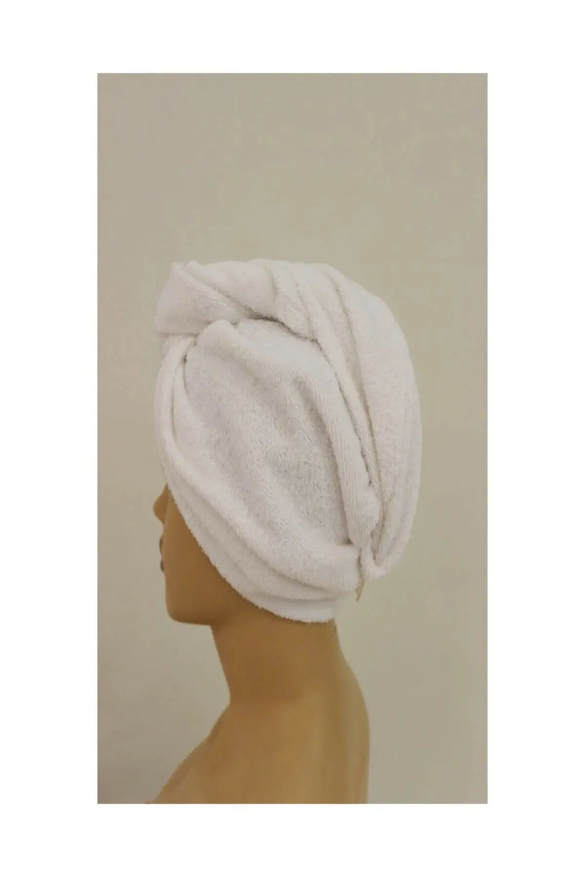 

WONDERFULSOFTTextile 100% Cotton Hair Drying White Towel Bonnet Sheet Bonnet