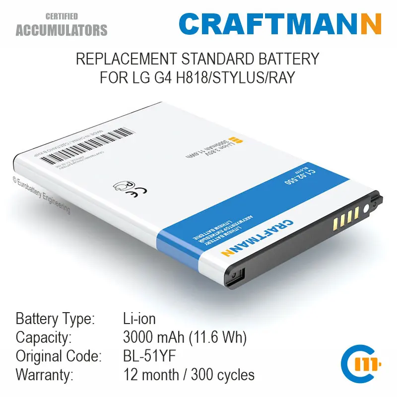 

Battery 3000mAh for LG G4 H818/STYLUS/RAY (BL-51YF)
