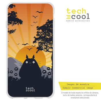

FunnyTech®Silicone Case for Wiko View 3 Pro l My Neighbor Totoro design 2 background sunset