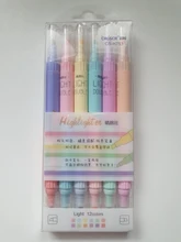 KissButy 6 unids/set resaltador pluma de doble cabeza marcador de color de la escuela suministros marcador papelería