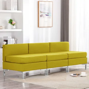 

Middle sofa Modular 3 PCs with yellow sofa fabric cushions