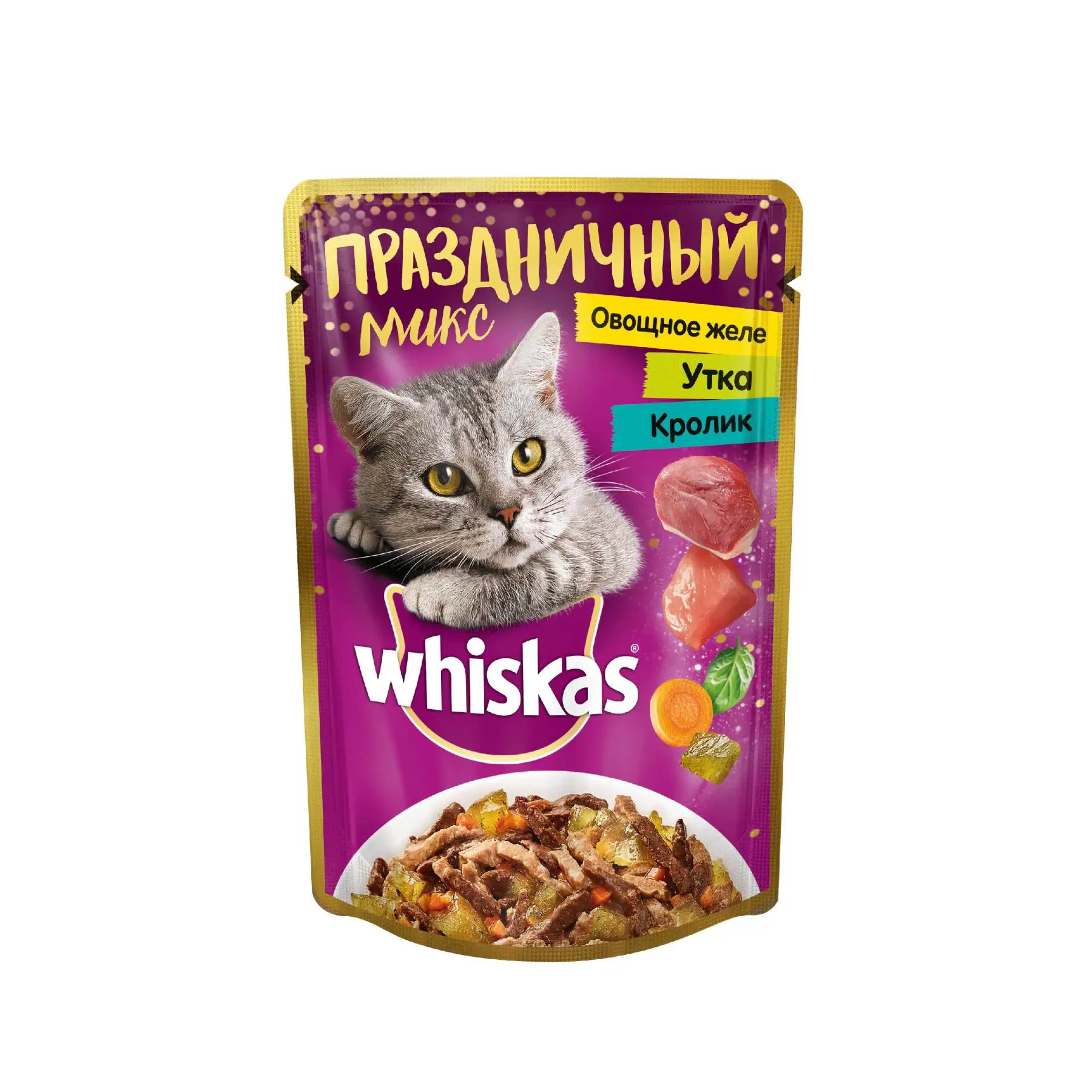 Влажный корм для кошек Whiskas Праздничный микс утка, кроли