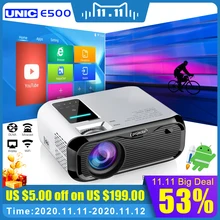 E500 wifi android projetor 1280*800 7000lumens cinema proyector beamer para android wifi hdmi vga av porta usb