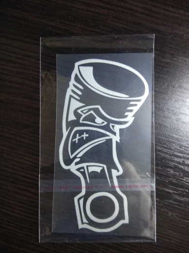 6.9CMX13CM Angry Piston Fun Vinyl Car Stickers Motorcycle Decals Black/Silver 