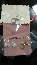 ANENJERY-pendientes de arco circular de Plata de Ley 925, joyería Retro Simple, regalo de San Valentín para pareja, S-E1373 al por mayor