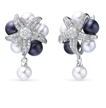 

Silver earrings with cubic zirconia and pearls sunlight sample 925