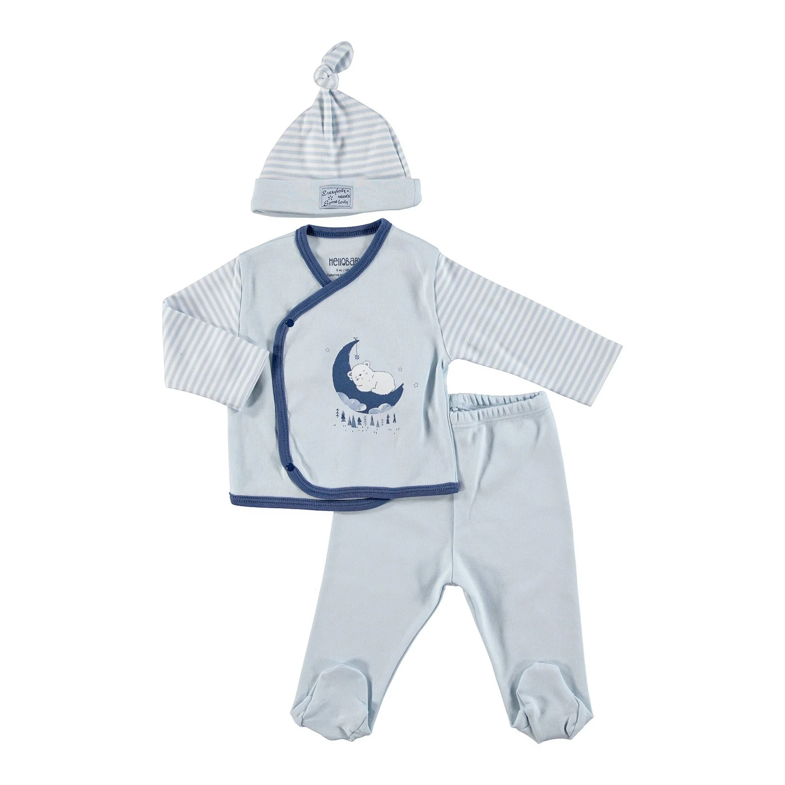 Ebebek HelloBaby/Боди для маленьких девочек Спящий на Луне шапочка брюки |