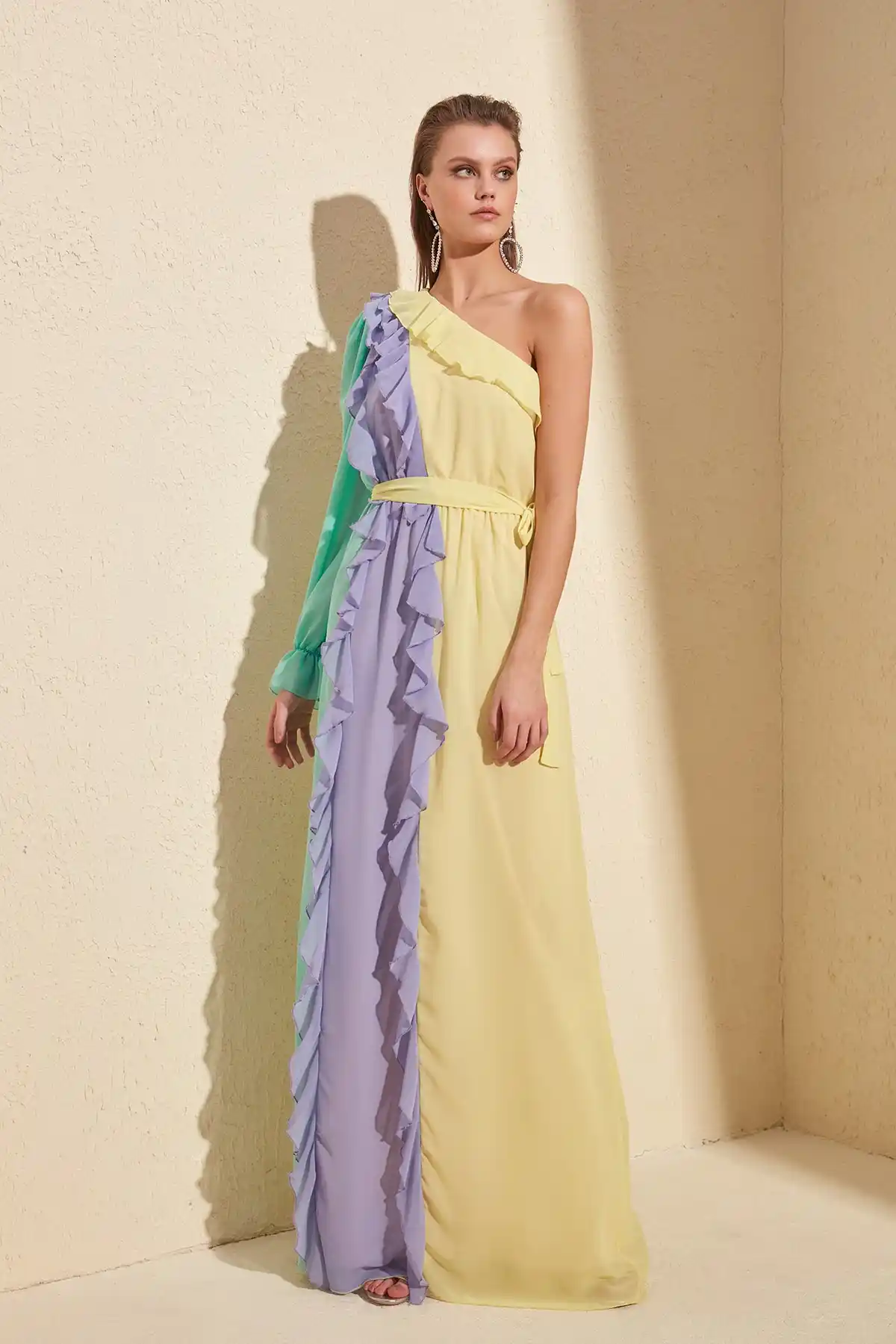 color block evening gown