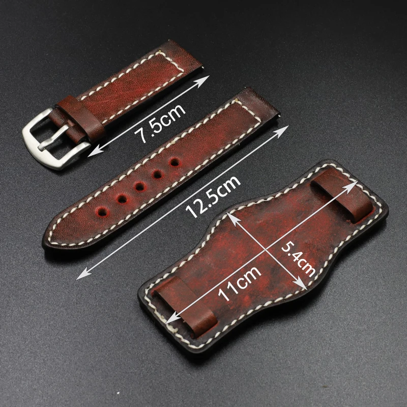 Onthelevel Vintage Genuine Leather Cuff Watch Strap 18 20 22mm Watchband With Mat Black Brown Coffee Wristwatches Band #D