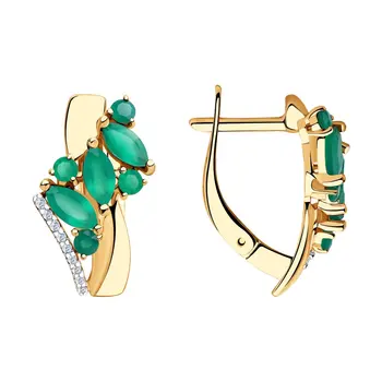 

Sokolov drop earrings with stones in gold with agate and cubic zirconia, fashion jewelry, 585, women's male, long earrings