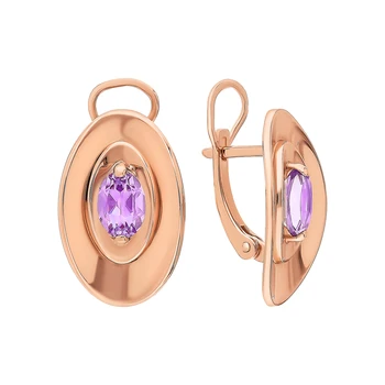 

Silver earrings with amethyst sunlight sample 925