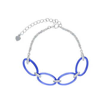 

Silver Bracelet with ceramics and cubic zirconia sunlight sample 925