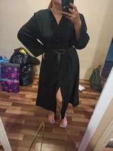 Summer Dresses Buttons V-Neck Lace-Up Oversize Colorfaith Women Spring Vintage Casual