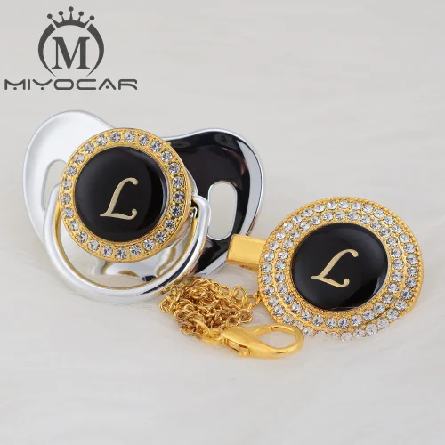 MIYOCAR уникальный дизайн имя инициалы буквенные L красивый bling соска и пустышка Клип BPA бесплатно пустышка bling уникальный дизайн LL - Цвет: LG-9  6-18M