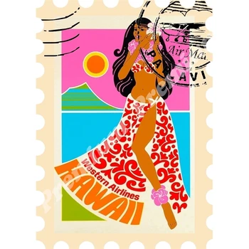 

Hawaii souvenir magnet vintage tourist poster