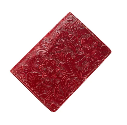 Обложка на паспорт из натуральной кожи Dioulaorentou OX018 - Цвет: Red floral
