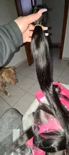 Extensiones de cabello humano postizo, mechones de cabello liso brasileño de 30 pulgadas, 3 mechones 100%, color negro Natural, envío rápido