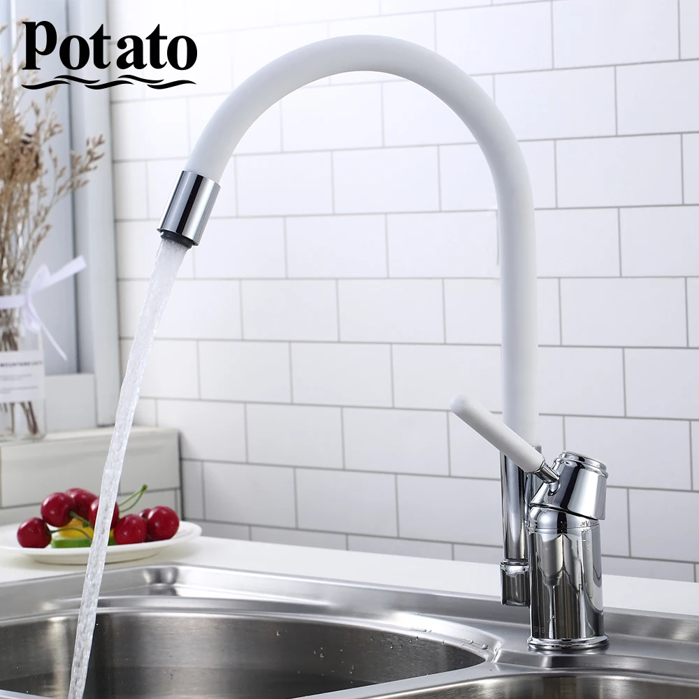

Potato Kitchen Faucet 5 colors modern style flexible kitchen sink mixer faucet taps single handle r cold and hot water p58233-7
