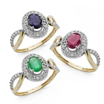 

RING TWO-COLOR FINE STONE 7X5 MM.