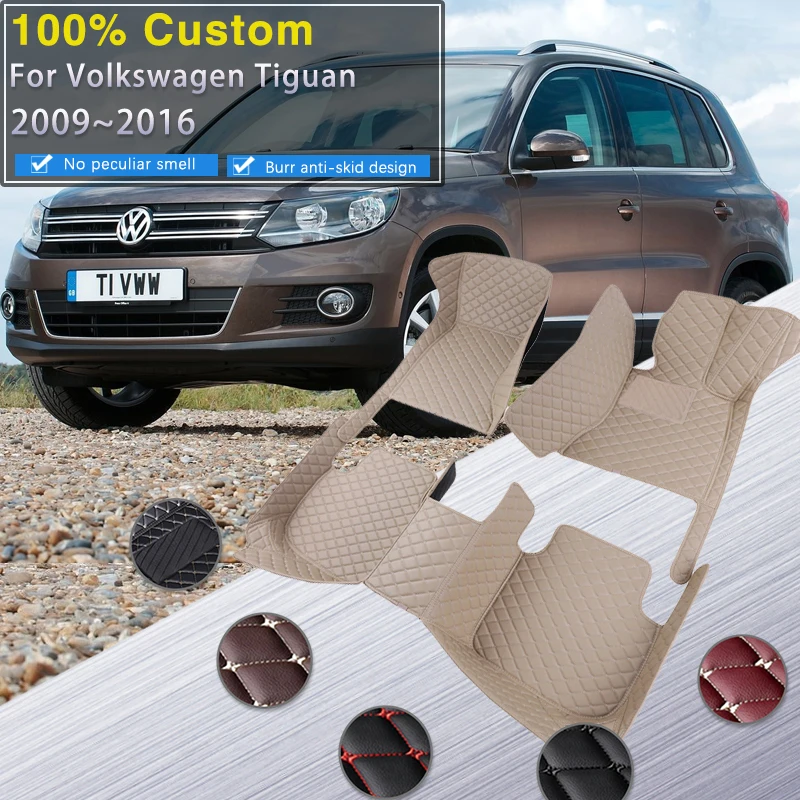 Автомобильные коврики для VW Volkswagen Tiguan 5N 2009 ~ 2016 прочные роскошные кожаные