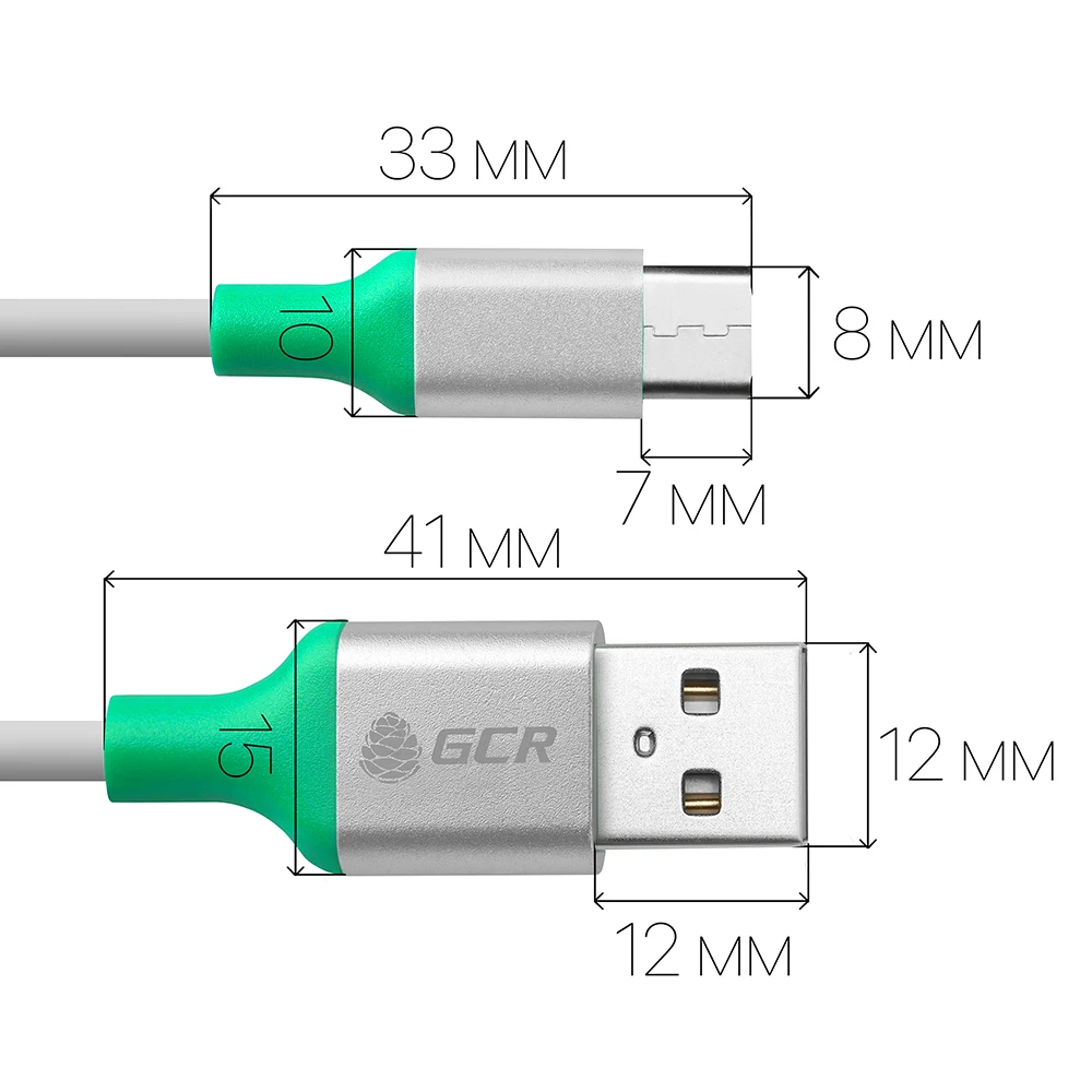 GCR кабель для зарядки USB 2.0 AM- USB Type C, 1м, для быстрой передачи данных