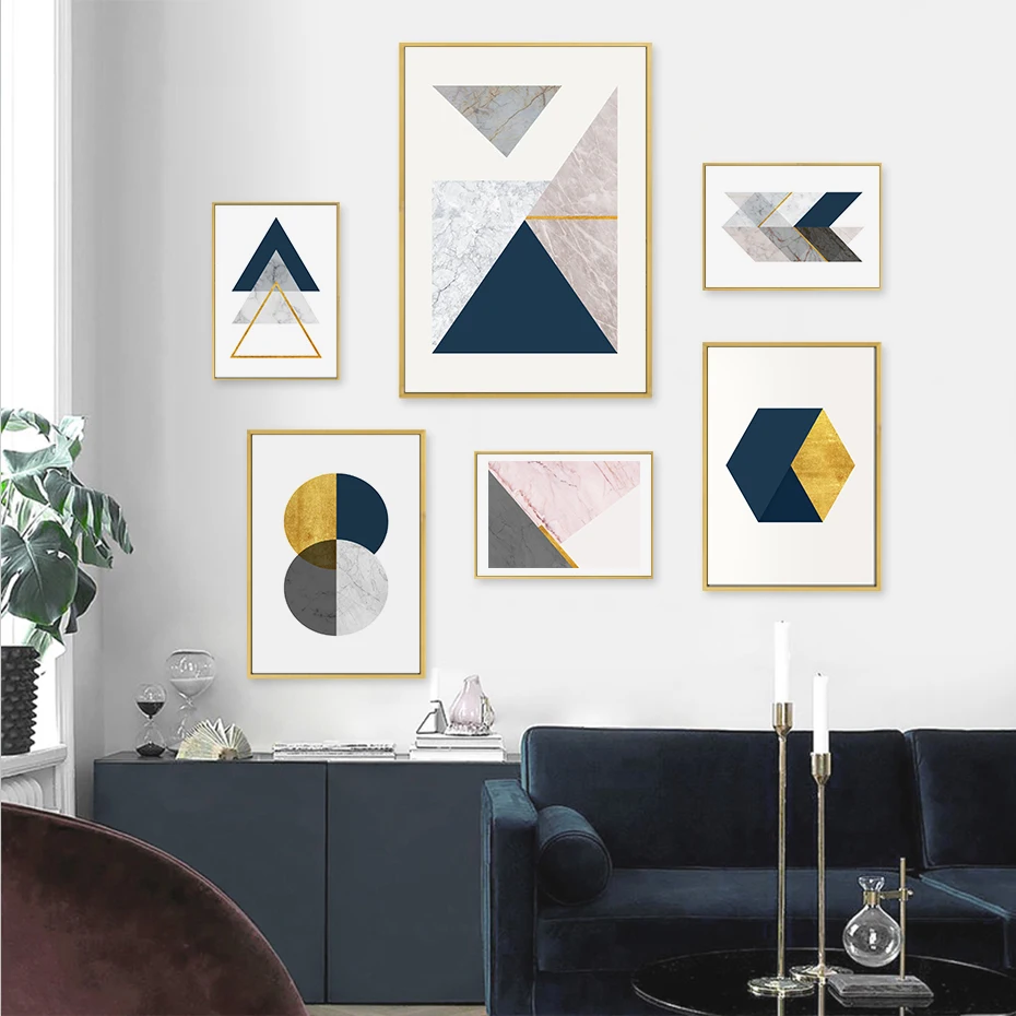 

Abstract Geometric Marble Gold Canvas Painting Poster and Prints Wall Art Pictures Gallery for Living Room Interior Home Decor