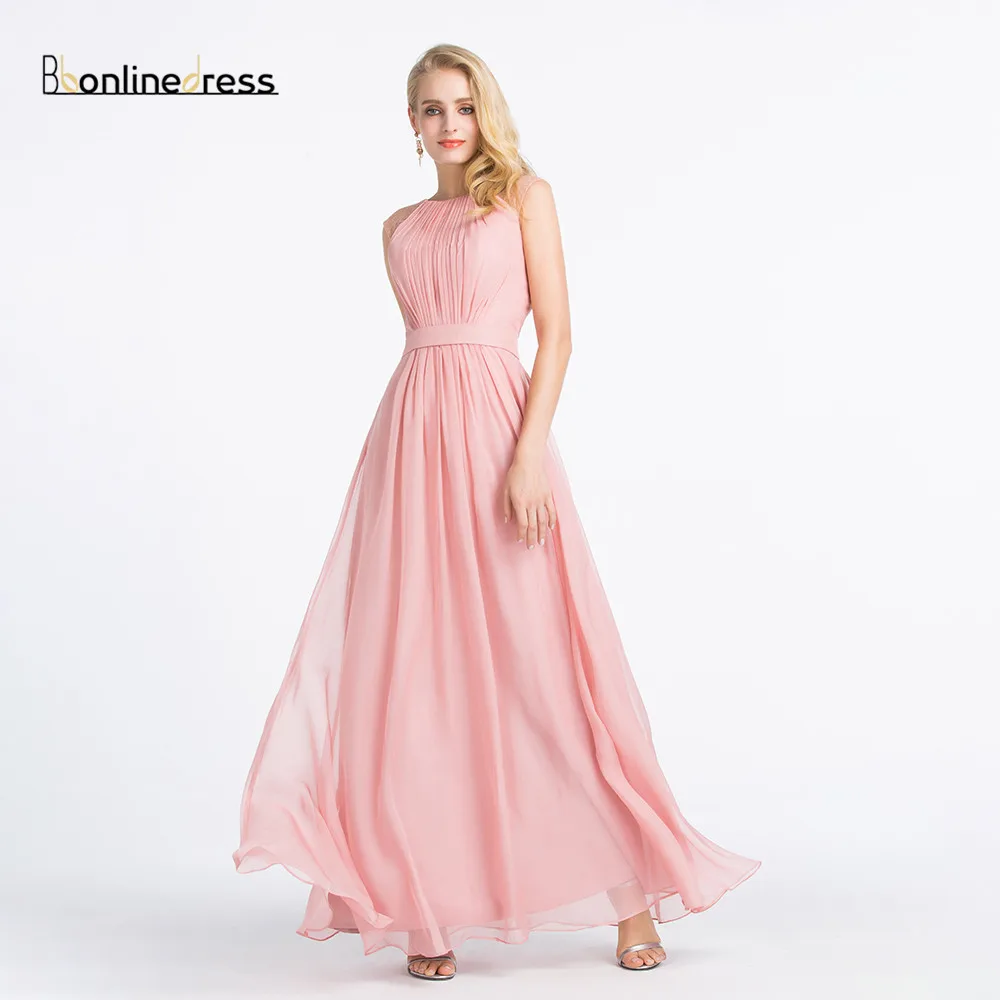 

Bbonlinedress Plus Size Evening Dresses 2020 Chiffon A-Line O-Neck Wedding Party Wear Dress Formal Gowns vestidos