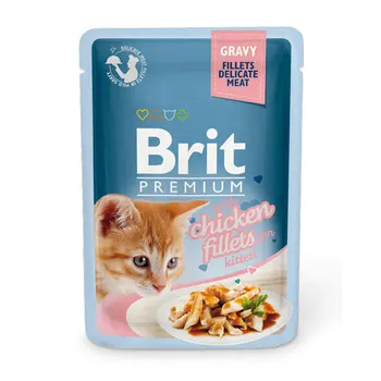 

Brit 85g premium tug D/kittens gravy chiken fillets for kitten pieces of chickens. Fillet соусе-24 PCs