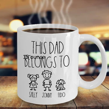 

Personalized Dad Mug, This Dad Belongs To, Stick Figure Family, Funny Dad Gift, Funny Dad Coffee Mug, Christmas Gift Custom Name