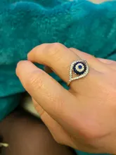 Anillo de piedra de cristal azul Punk para mujer, sortija de boda de Color plateado con encanto de circón para mujer, sortija de compromiso hueca de ojo malvado delicada