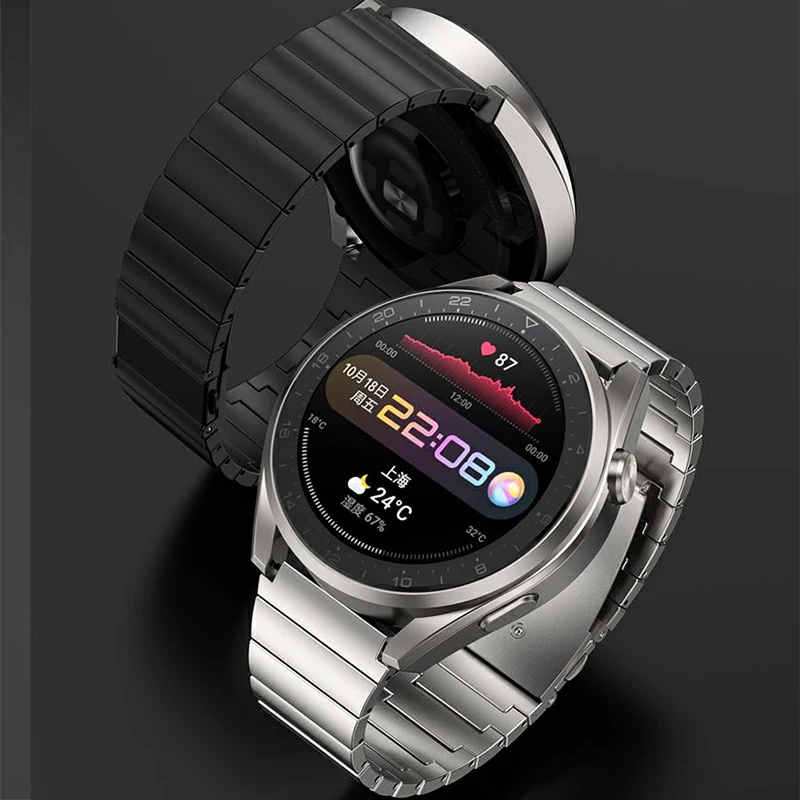 NEW Titanium Watch Strap for Huawei 3 Pro 22mm Metal WatchBand GT 2 Magic2 2E Wrist Band with box | Наручные часы