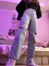 Pantalones vaqueros de talla grande para mujer, Jeans para novio, y2k, de cintura alta, rasgados para mamá, 2021