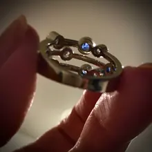 Huitan-anillos de banda estilo Partysu para mujer, 3 filas con piedra redonda de circón Blanco/azul, anillos y joyas para boda para mujer, artículo Simple