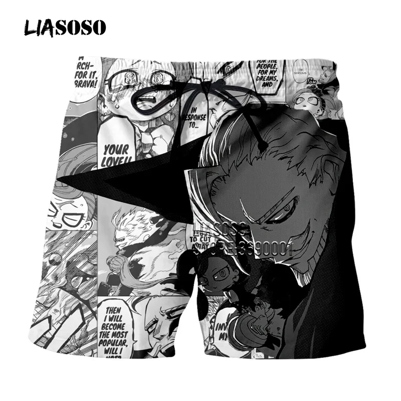 1 LIASOSO, шорты с 3D принтом, аниме, Boku, No Hero Academy, унисекс, летние пляжные шорты, хорошее качество, шорты для мужчин, G3134 - Цвет: 1